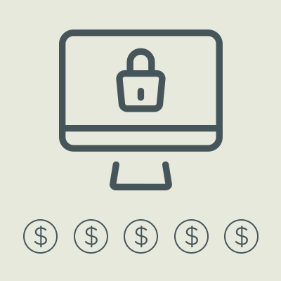 Illustration showing secure computer and money
